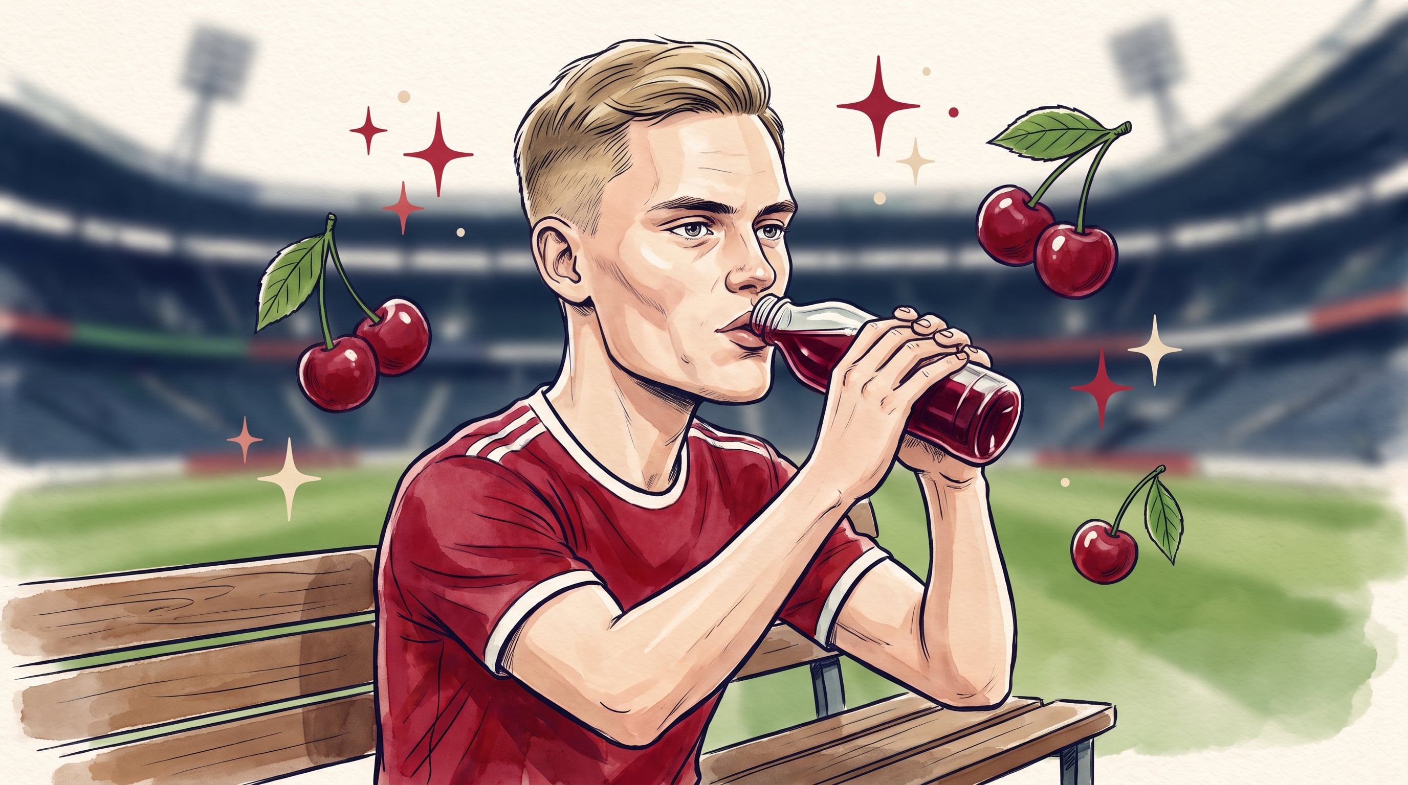 El jugo de cereza ácida ganó espacio en el fútbol de élite y Florian Wirtz lo tomó tras ser sustituido en el partido entre Liverpool y Newcastle United (Imagen Ilustrativa Infobae)