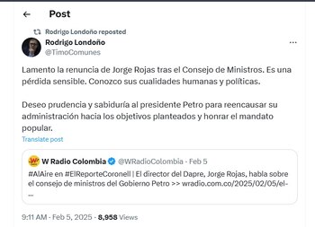 Rodrigo Londoño también lamentó la