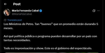 María Fernanda Cabal criticó