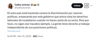 La representante Catherine Juvinao acusó