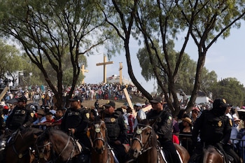 Police officers participate in the