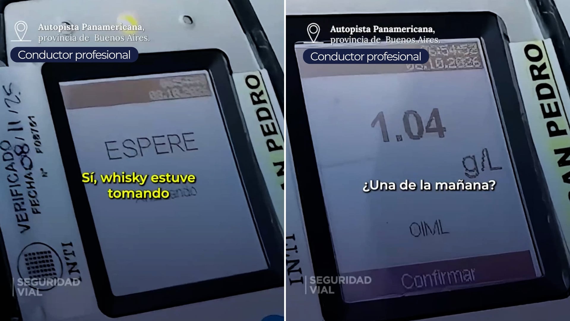 La Agencia Nacional de Seguridad Vial detectó a un camionero con 1,04 g/L de alcohol en sangre en la autopista Panamericana