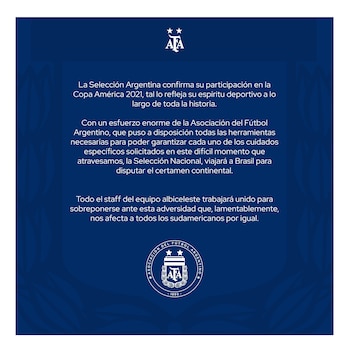 comunicado afa copa america selección argentina