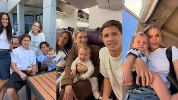El esperado reencuentro de Carolina Baldini, Eva Bargiela y Gianluca Simeone con Giuliano en su debut mundialista