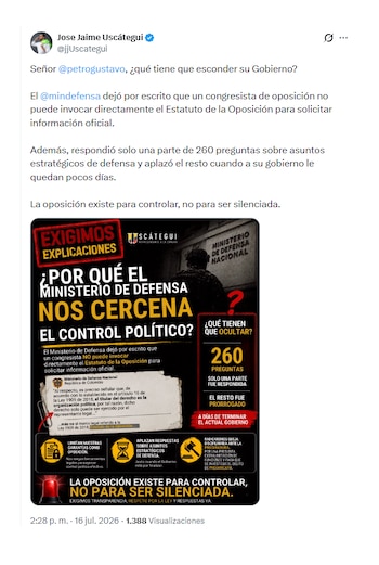 José Jaime Uscátegui y sus señalamientos al Ministerio de Defensa
