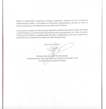 La ministra emitió un comunicado