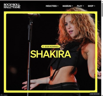Más de 600.000 votos respaldan la candidatura de Shakira, impulsada por comunidades de fans en más de 15 países - crédito captura de pantalla rockhall.com/shakira/