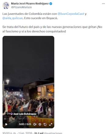 María José Pizarro destacó apoyo juvenil a Iván Cepeda y Aida Quilcué en concentración de Boyacá - crédito @PizarroMariaJo/X