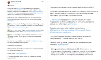 Abogado Alejandro Carranza advirtió supuestas contradicciones de la Registraduría - crédito @HombreJurista/X