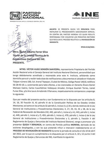 El representante del PAN en