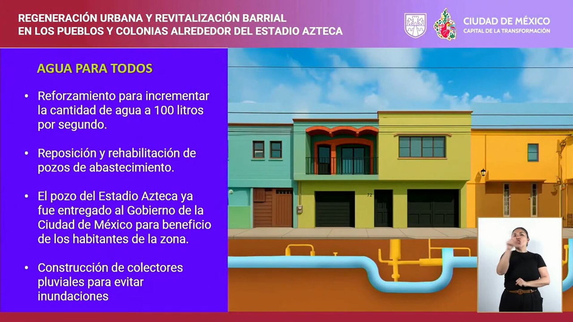 Estos son los proyectos de infraestructura para las colonias cercanas al Estadio Azteca (YouTube/ GobCDMX)