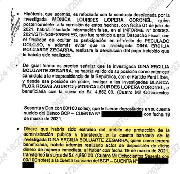 Imputación de la Fiscalía contra