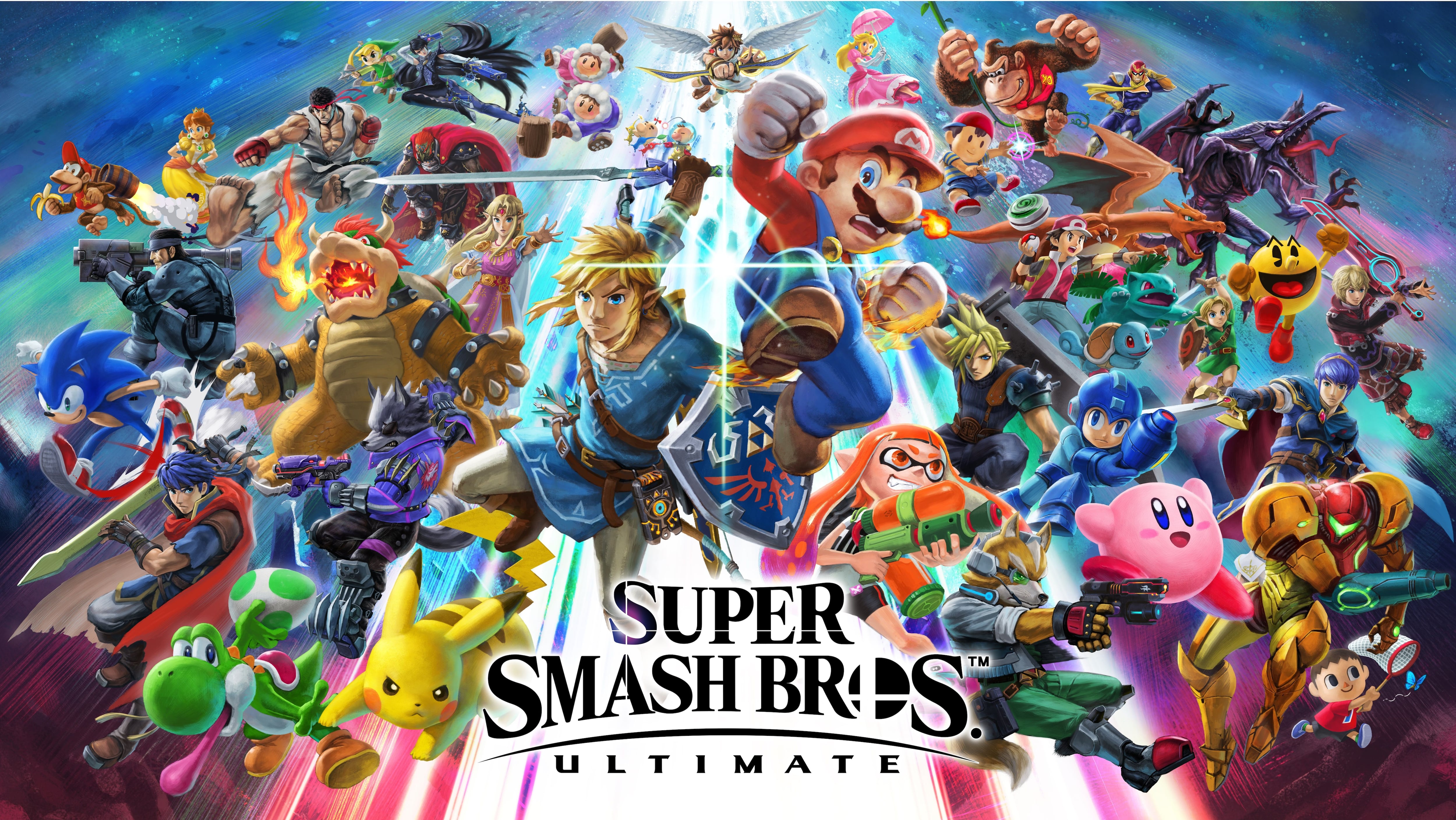 Super Smash Bros. reunió a personajes de Nintendo y otras compañías en combates multijugador, con ventas superiores a 75 millones de unidades. (Super Smash Bros Ultimate)
