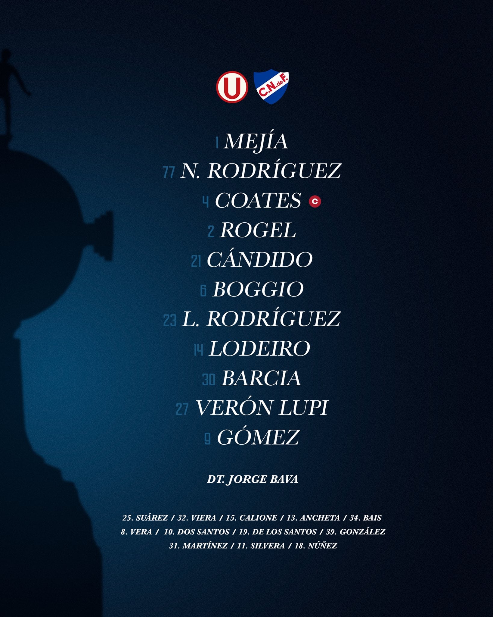 Onze Nacional para o duelo com o Universitario pela Copa Libertadores 2026.