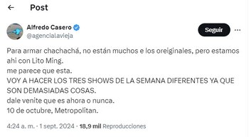 Alfredo Casero contó cuándo será