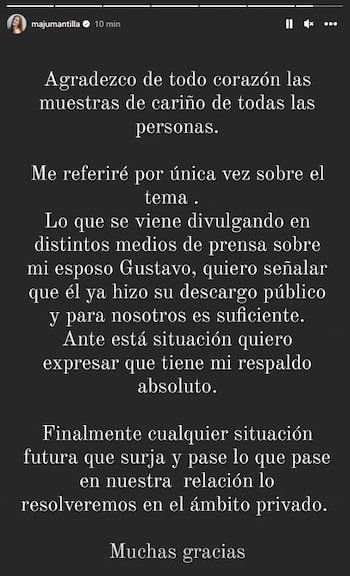 Maju Mantilla apoya a Gustavo