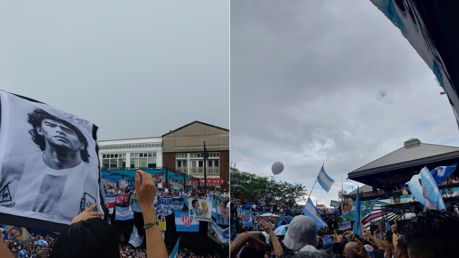 Los videos y fotos del banderazo argentino bajo la lluvia en Atlanta: de los hits de Maradona y Messi a los cantos contra Inglaterra