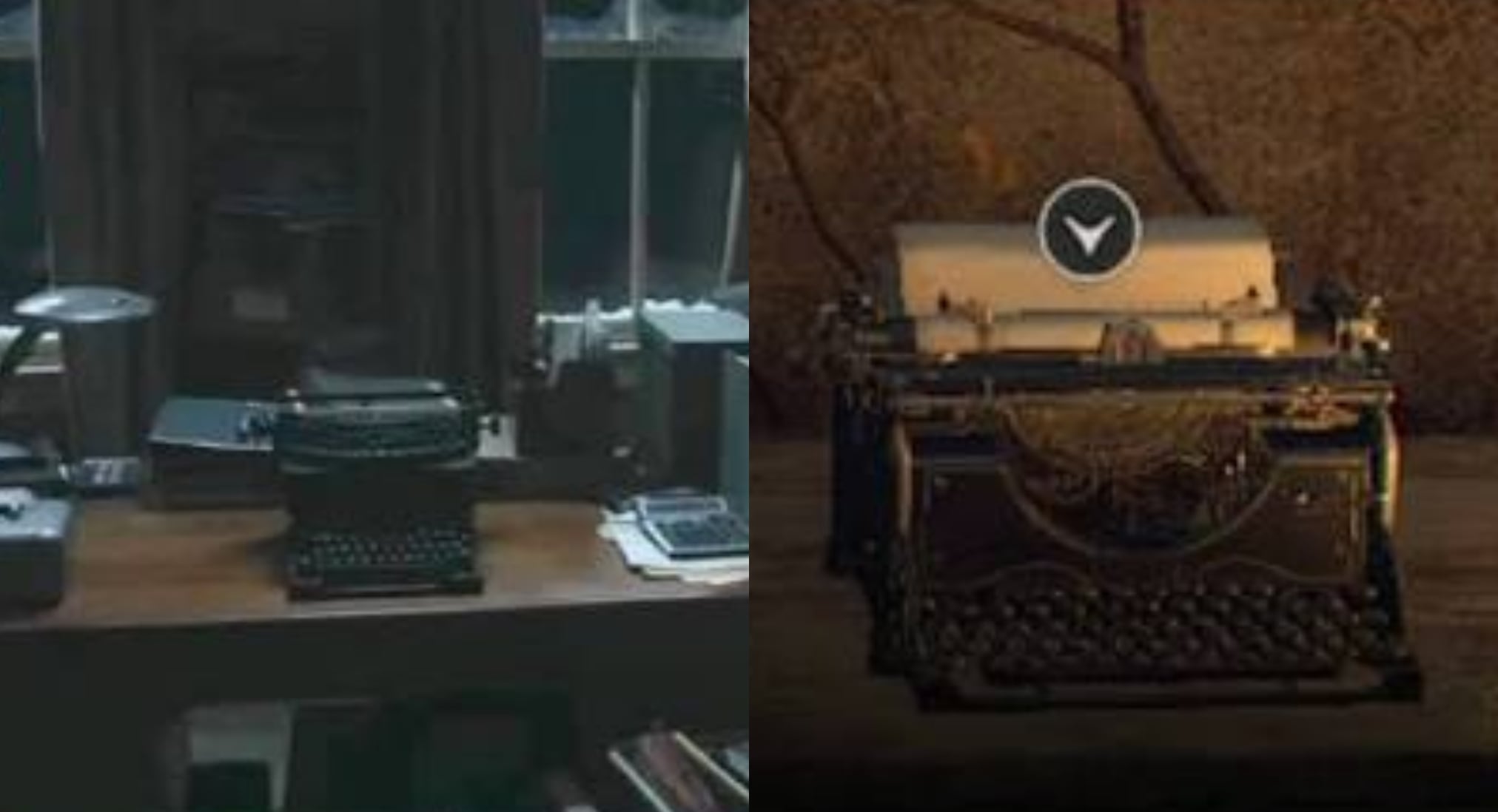 La máquina de escribir pata guardar la partida en 'Resident Evil' aparece en una de las escenas.