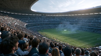 Mexicanos y extranjeros celebrando en las gradas del Estadio Azteca durante la inauguración del Mundial de Futbol. — (Imagen Ilustrativa Infobae)