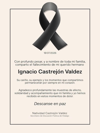 Mensaje tras la muerte de Ignacio Castrejón. Crédito: Facebook - Naty Castrejón