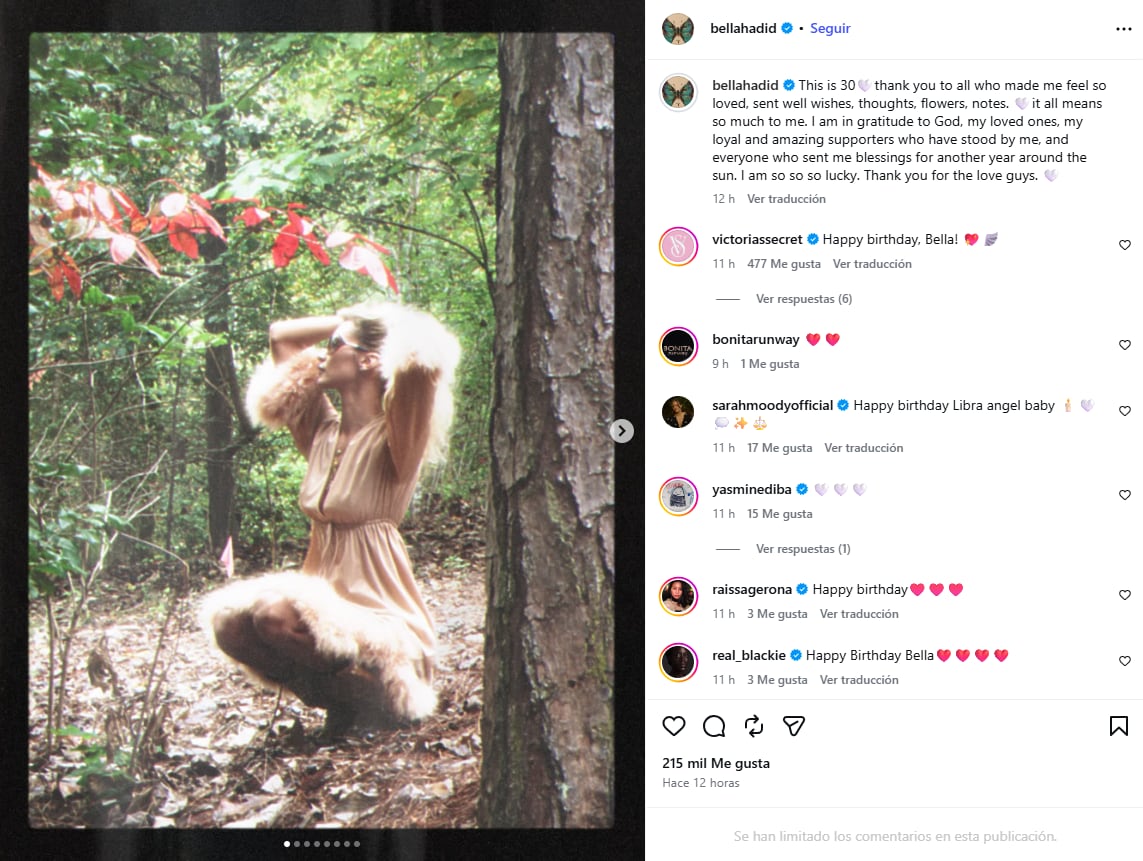 En otra publicación, Hadid también habló sobre cómo se siente al llegar a esta edad. (Instagram/@bellahadid)