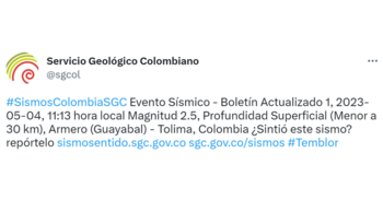 El SGC confirmó un evento