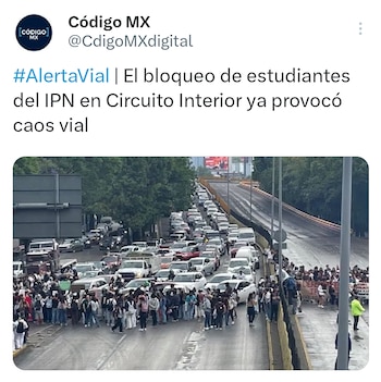 Alumnos del IPN bloquean Circuito Interior al no ser atendidos por Educación Pública
