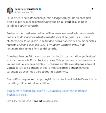 Juvenal Díaz Mateus sobre posesión de Abelardo de la Espriella