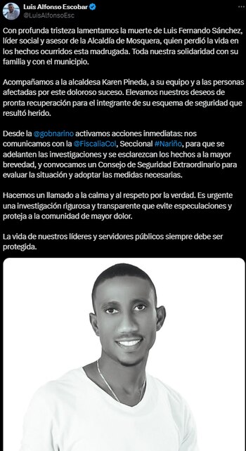 Pronunciamiento del gobernador de Nariño,