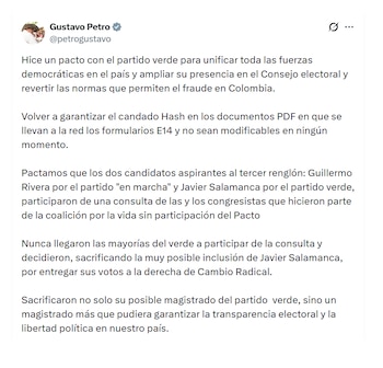 Gustavo Petro cuestionó las alianzas para la elección de magistrados del CNE