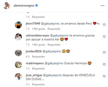 Comentarios positivos hacia Gaby Espino.