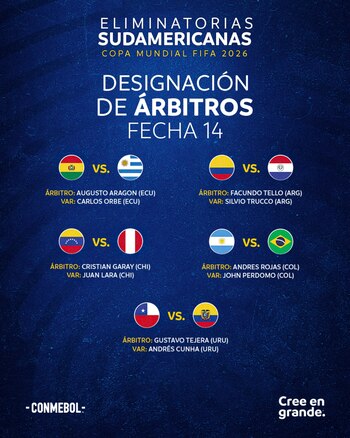 El árbitro argentino será el