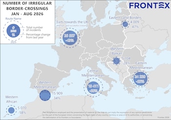 Los últimos datos publicados por Frontex sobre llegadas irregulares de migrantes a las fronteras europeas
