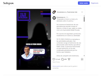 Post Denuncia Víctima Rafael Poveda Acoso sexual - crédito Captura de Pantalla Instagram/BravaNews