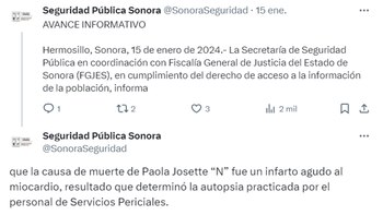 Informe compartido por la SSP