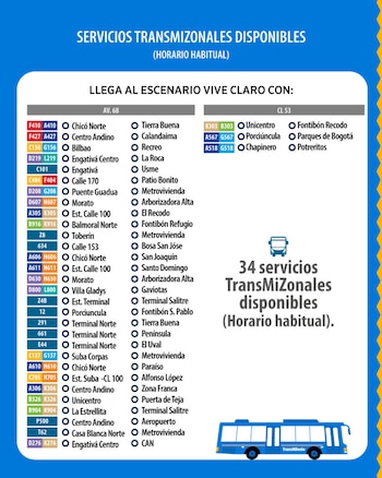 El componente TransZonal del SITP operará 34 rutas para conectar el Vive Claro Distrito Cultural y el Parque Simón Bolívar con distintos sectores de Bogotá - crédito Transmilenio