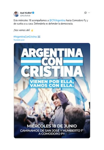 La publicación del gobernador bonaerense,