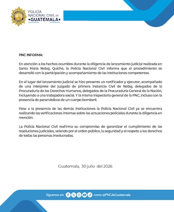 El Gobierno vinculó el caso de Nebaj con una disputa familiar que, según el ministro, debe resolverse en los tribunales.
