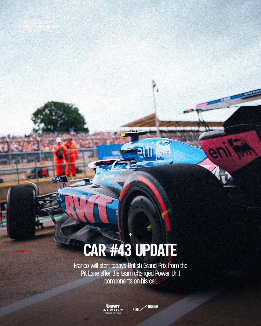 Alpine confirmó que Colapinto largará desde boxes el GP de Gran Bretaña