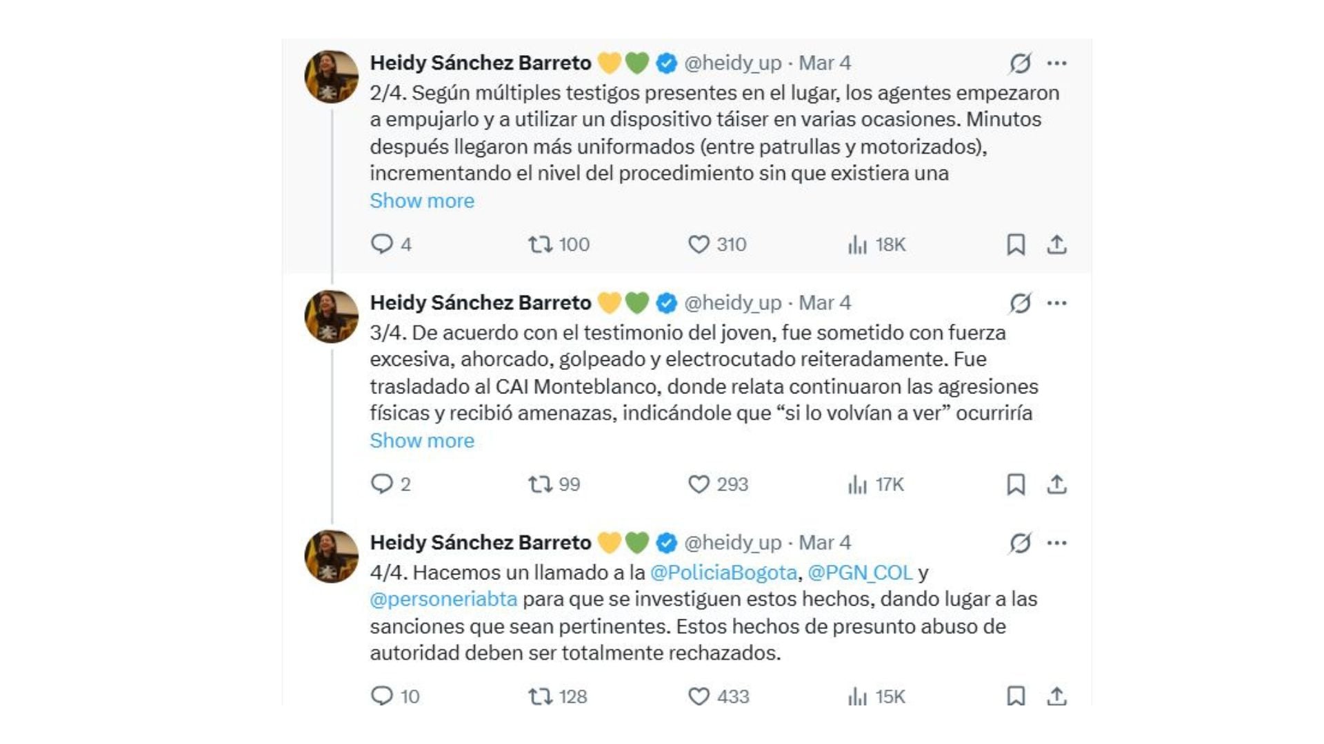 La concejal también denunció que, según testigos el procedimiento se realizó con fuerza desmedida - crédito @heidy_up / X