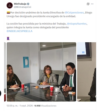 La sesión de la junta directiva de Colpensiones fue presidida por la ministra del Trabajo, Natalia López, crédito @MintrabajoCol/X