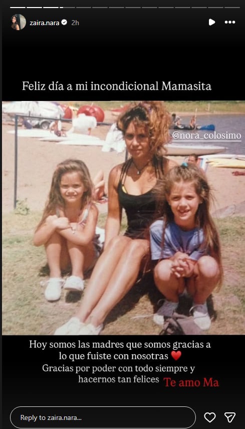 Zaira Nara homenajeó a su madre Nora Colosimo y compartió un mensaje de reconocimiento para todas las madres