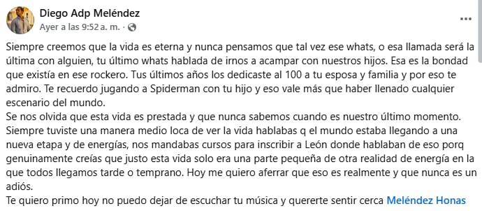 Foto: Facebook / Diego Meléndez