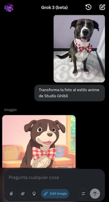 Transición de foto a una