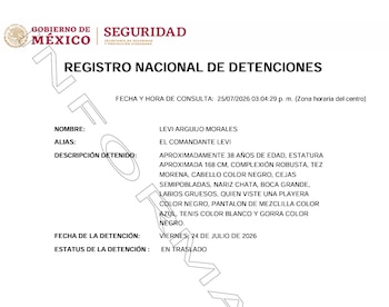La ficha oficial tras su captura no contiene el sitio exacto donde ocurrió. Crédito: RND