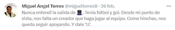 Mensaje de Miguel Torres sobre salida de Hernán Novick de Universitario.