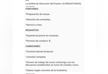 La publicación de un puesto