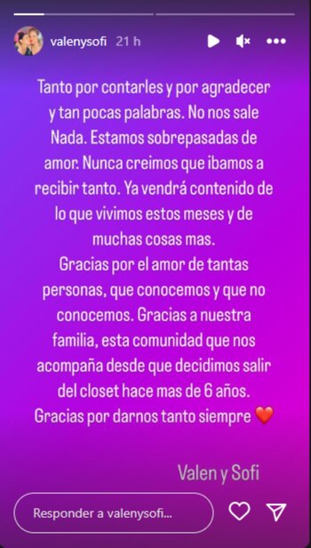 El emotivo mensaje de Sofía