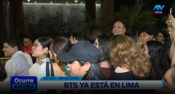 BTS en Lima: ARMY toma los alrededores del hotel y espera con emoción la salida del grupo. Captura: ATV Noticias.