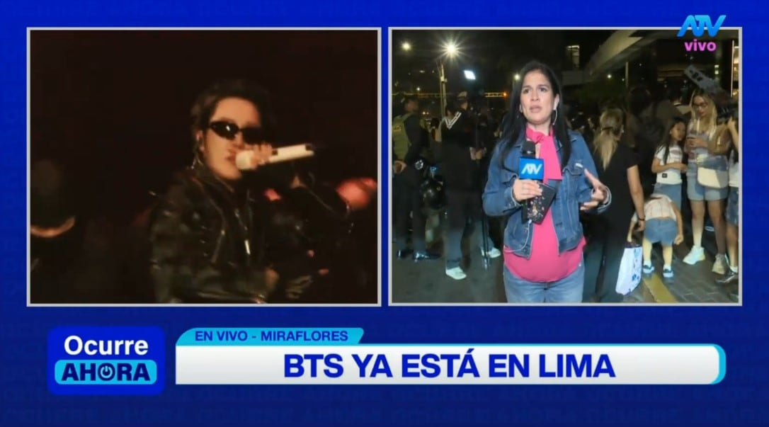 BTS en Lima: ARMY toma los alrededores del hotel y espera con emoción la salida del grupo. Captura: ATV Noticias.